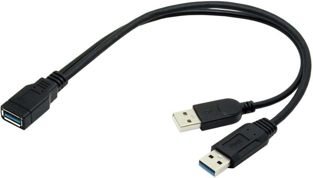 chenyang USB 3.0 Splitter Y Cable USB 1 Female to 2 Male Extra Power Data Extension Cable for 2.5" Mobile Hard Disk