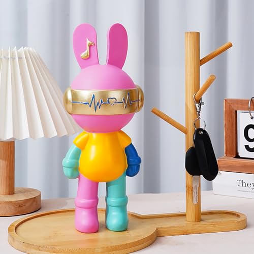 Statue de lapin décorative en résine multicolore pour salon