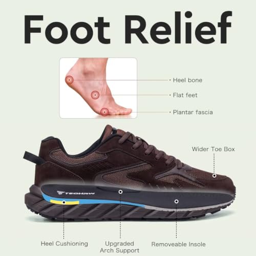 Image of Men's Extra Wide Walking Sneakers Wide Toe Box Orthopedic Shoes with Arch Support for Flat Feet & Foot Pain Relief