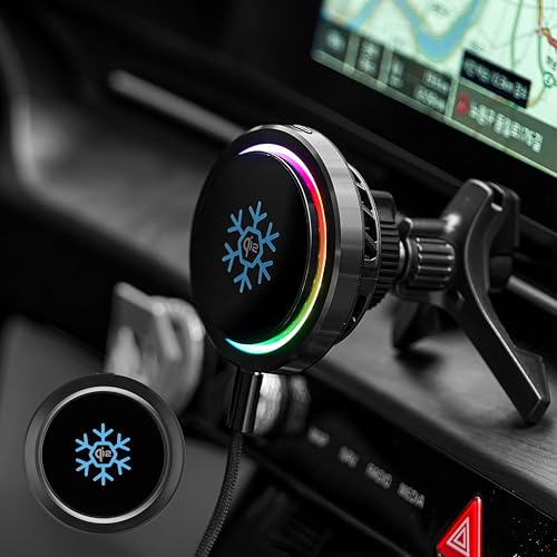Ventaron Qi2 15W Wireless Car Charger -Compatible with MagSafe- [3-Second Peltier Cooling] with Strong Magnetic Mount-Fast Charging Air Vent Phone Holder for iPhone 16/15/14 Pro Max,Galaxy S25(Black)