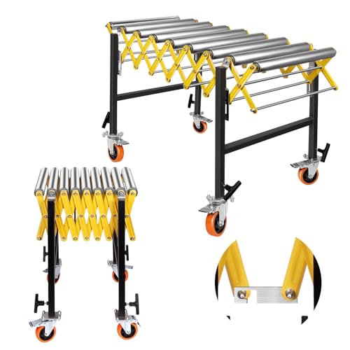 980LBS Expandable & Connectable Roller Conveyor Stand with Wheels, 23.6