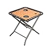 Bliss Hammocks GFC TBL AL 20 Folding Side Table w 2 Built in Cup Holders Outdoor Patio Deck Foldable Durable Weather Resistant Flexible Sling Material Steel Frame Amber Leaves