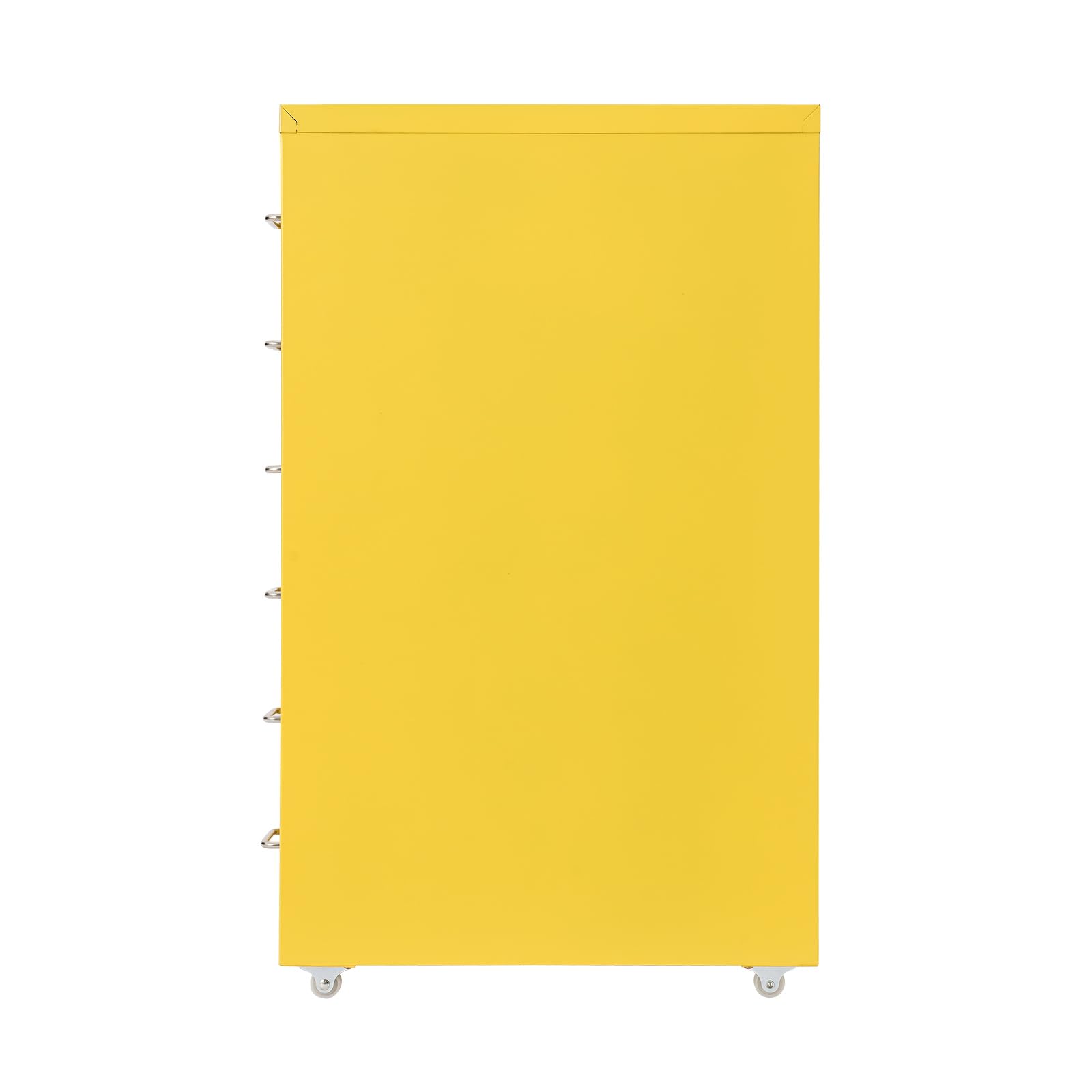 Conteneur à roulettes en métal - Meuble de bureau pour bureau - Organiseur de bureau avec 6 tiroirs - Armoire à tiroirs verrouillable sur roulettes - 28 x 41 x 69 cm - Jaune