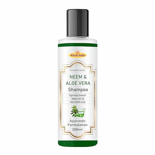 Image of Khadi 100% Natural Neem & Aloe Vera Hair Cleanser - 100% Herbal Shampoo for Dandruff Control & Scalp Purification - Gentle, Sulfate-Free, Paraben-Free - 200ml