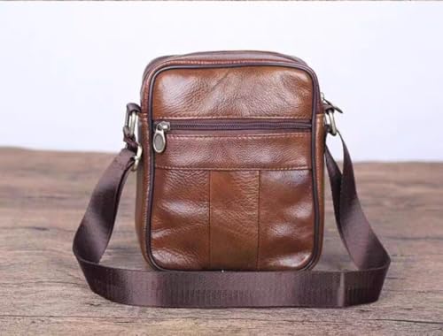Genuine Leather Single Shoulder Messenger Bag,Reddish Brown4