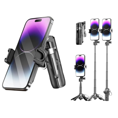 ZETY P15 Mini Retractable Selfie Stick Tripod, Pocket Monopod Selfie Stick with Rechargeable Remote Pocket Size,3-in-1 Mini Phone Grip 2 Cold Shoe,10M