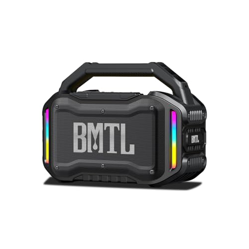 Image of XDOBO Job Rugged Bluetooth Speaker, 10-20H Playtime, Heavy Bass Worksite Speaker, LED Lights, USB, AUX, Headphone Jack, 6.5mm Mic Input, Outdoor Construction Speaker - Black