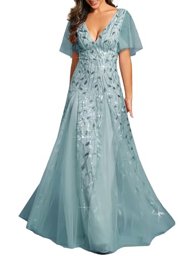 Image of Ever-Pretty Women's Sequin V-Neck Formal Mother of the Bride Dresses