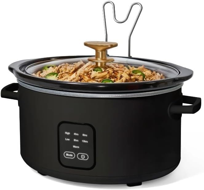 4Qt Slow Cooker with Touch-Activated Display, Black Sesame by