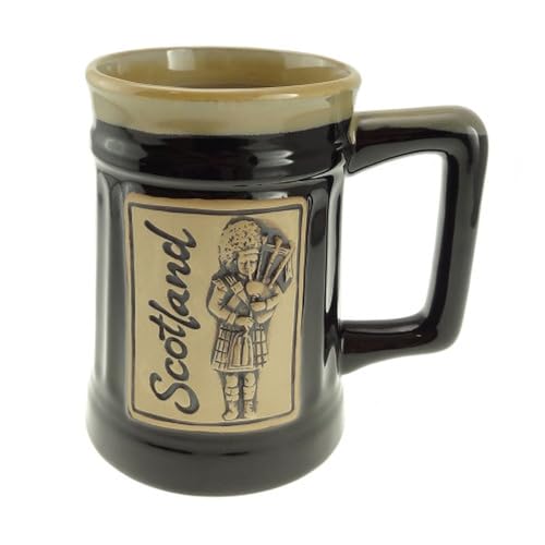 Glen Appin Stoneware Beer Mug Scotland Pottery Steins 20.3oz (600 ml) (Piper - Black), 20.3 Ounces