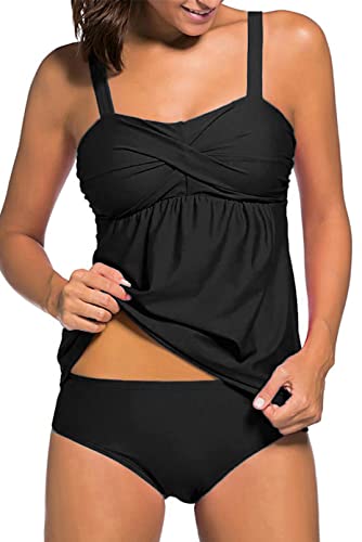 HOTAPEI Tankini Damen Tankini Set mit Shorts Bademode Zweiteilig Push up...