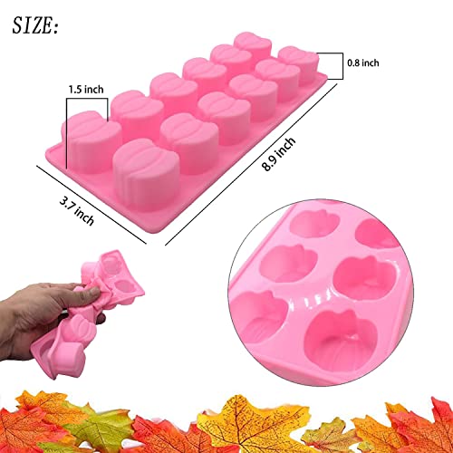 2 Pcs Christmas Pumpkin Chocolate Molds 3D Silicone Fall Candy Fondant Mold Ice Cube Pumpkin Mold Tray For Silicone Baking Mold Holiday Valentine's Day Candy Cake Decoration Supplies（Pink，Green） #TOP1