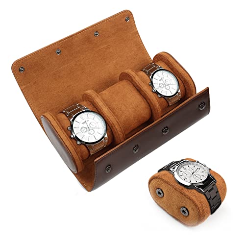 gramiibeau Porta Orologio 3 Slot, Pelle PU Vintage, Borsa da Viaggio...