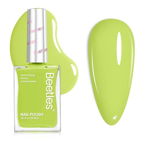 Beetles Lush Fruit Green Nail Polish - Lime Green Nail Polish Quick Dry, Long-Lasting Fingernail Art Effect for Salon-Quality - 0.51Fl Oz/15ML