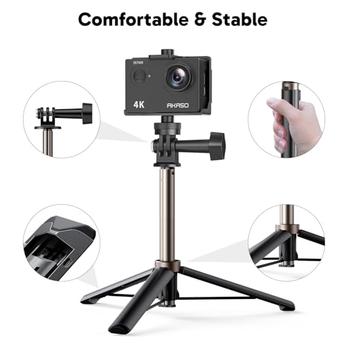 Image of AKASO EK7000 4K30fps Action Camera with Mini Selfie Stick Tripod and Carrying Case Bundle EIS 131ft Waterproof Camera 4X Zoom Remote Control 20 MP Underwater Camera