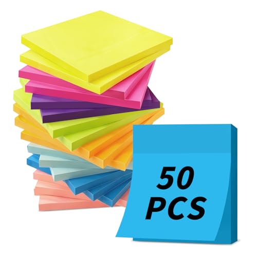 AMFUN 20 Blöcke Haftnotizen, 76 x 76 mm Klebezettel zum Beschriften, 1000 Sheets, Wiederaufklebbar, Selbstklebende, für Schule, Zuhause, Büro