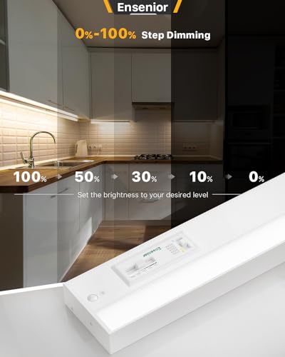 Ensenior 24 Inch LED Under Cabinet Lighting 5CCT, 14W 930LM, Hardwired & Plug-in, 2700K/3000K/3500K/4000K/5000K, Dimmable Under Counter Lights for Kitchen Housing-FCC - Thumbnail 4