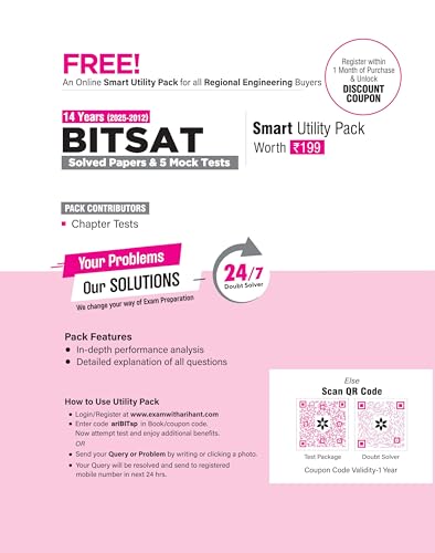 Image of Arihant BITSAT Solved Papers (2012-2025) with 5 Mock Tests 2026 | Physics, Chemistry, English, Logical Reasoning & Mathematics | Birla Institute of Technology & Science Admission Test Preparation Book
