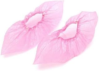 Disposable Boot&Shoe Covers for Outdoors and Indoors,Waterproof and Anti-skid without Noise, 100 Pack(50 pairs) (Pink)