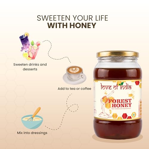 Image of Love of India Forest Honey 2400g | Raw Unprocessed Wild Forest Honey | Family Pack | Tested for Purity | Natural Original Honey