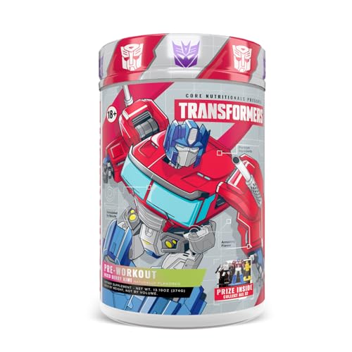 Image of Core Nutritionals Transformers Energon Pre Workout | 300mg Paraxanthine | No Crash Energy & Focus | Free Prize Inside - Optimus Prime | 20 Servings (Mixed Berry Kiwi)