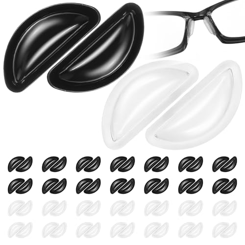 XLIUAX 30 Pairs Eyeglass Nose Pads, Nose Pads for Glasses Noses Pad for Glass Anti Slip Noses Bridge for Glasses Adhesive Replacement for Sunglasses D-Shaped Adhesive Cushions Silicone Black White