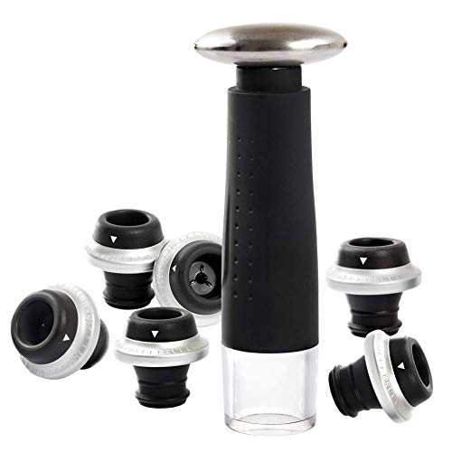 Secura Vacuum Wine Saver Preserver Pump with 6 Wine Bottle Stoppers Preserve Wine