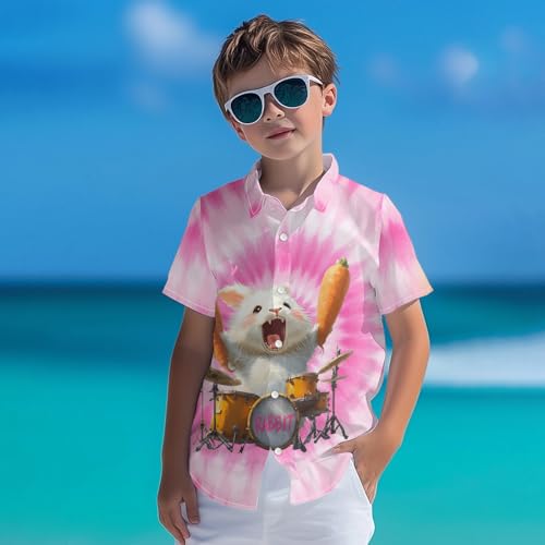 Kids Tie-dye Hawaiian Shirt 80s Button Down Retro Short Sleeve Casual Beach Tropical Funny Party Outfits for Boys4