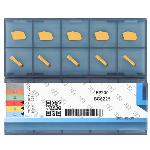 GTN-2 Inserti per Scanalatura e Troncatura SP200 in Carburo di Tungsteno, Larghezza Scanalatura 2 mm - Rivestimento CVD per Acciaio Inox, Utensili CNC Professionali,10 Pezzi