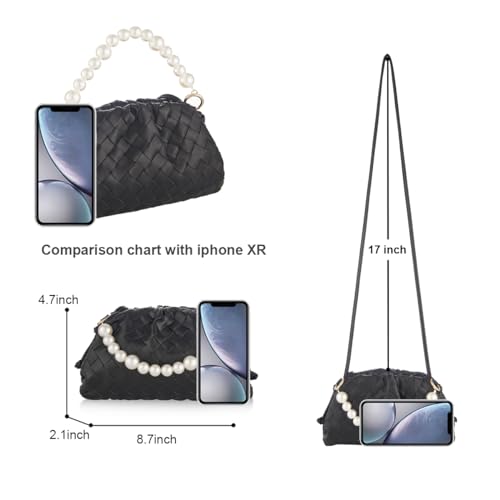 UPSONG Woven Dumpling Crossbody Bag for Women PU Leather Cloud Handbag Clutch Purse Soft Shoulder Bags with Detachable Strap3