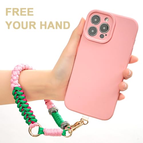 GXGM Handykette Kurz Handgelenk Handgewebt Pastelle Handyband zum Umhängen Phone Lanyard Handy Kette Kurze Schlüsselanhänger Armband