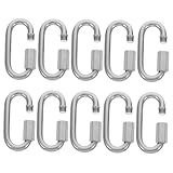 GANAZONO 10Pcs Heavy Duty Stainless Steel Quick Link Connectors D Shape Locking Carabiner for Industrial and DIY Use for Camping Outdoor Equipment and Chain Connection