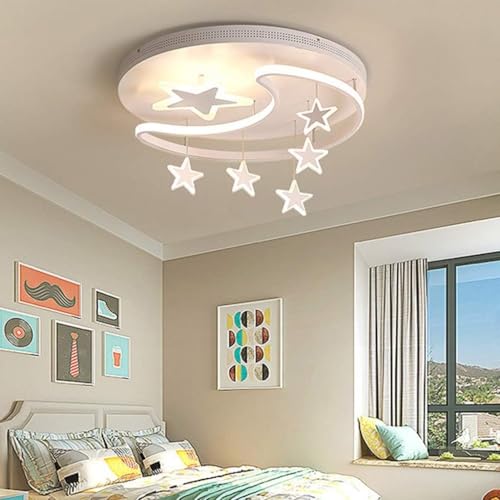 Plafonnier LED dimmable pour chambre enfant design étoile lune