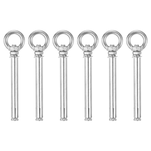 Image of uxcell Ring Lifting Expansion Eyebolt, 6pcs M8x120mm 304 Stainless Steel Expansion Screw with Eye Ring for Concrete Brick Wall