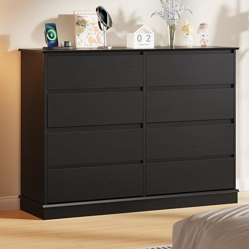 GarveeHome Black 8 Drawer Dressers for Bedroom, Chest of Drawers