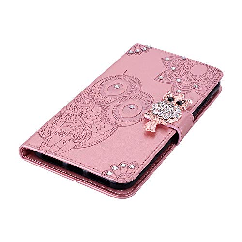 Isadenser Samsung A21S Case Galaxy A21S Case For Women Glitter Bling Diamond Case With Cards Slot Cash Pockets Embossing Pu Leather Flip Wallet Case For Samsung Galaxy A21S, Crystal Owl Pink Yk #TOP3