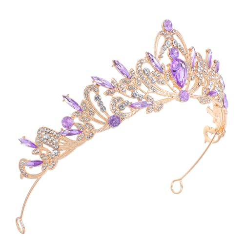 Operitacx Diadema Vintage Dorada Incrustaciones de Rhinestones, Tocado Elegante de Aleación de Zinc para Celebración y Fiesta, Accesorio Chic para Mujer y Niña