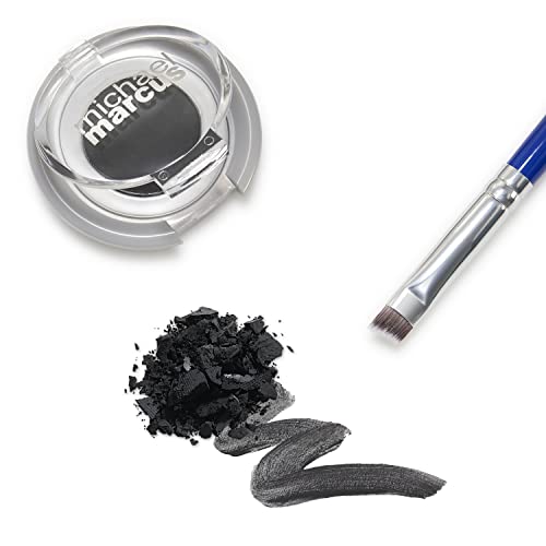 Michael Marcus Cake Eyeliner & Brush - 2 Piece Water Activated Dry Pressed Eyeliner & Professional Brush - Long-Lasting, Vibrant Color, Smudge Resistant - Cruelty Free Paraben Free (Kohl) #TOP1