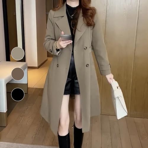 Elegant Womens Plush Lined Trench Coat,Women's Trench Coat Long Double Breasted Jacket,Warm Lined Jackets2