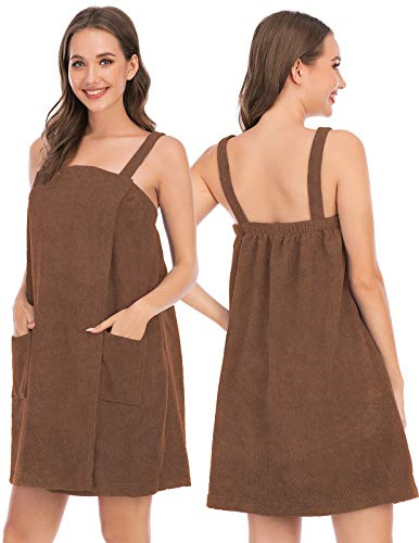 Image of Veseacky Women Bath Wrap Towel for Womens Shower with Pocket Adjustable Spa Robe & Facial Headband