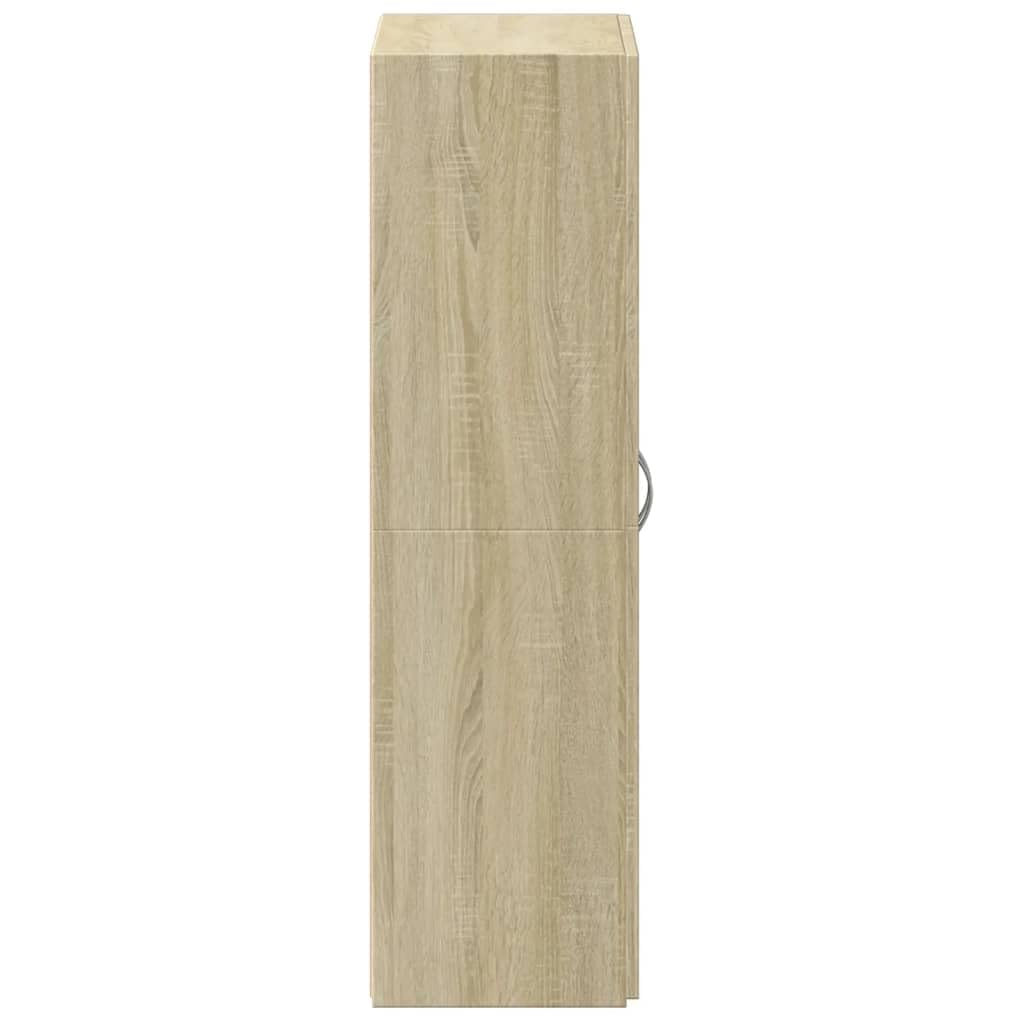 Armadietto portadocumenti in rovere Sonoma, 60 x 32 x 115 cm, armadio da ufficio con ante, spazio per raccoglitori, documenti, ufficio, casa, studio, archiviazione