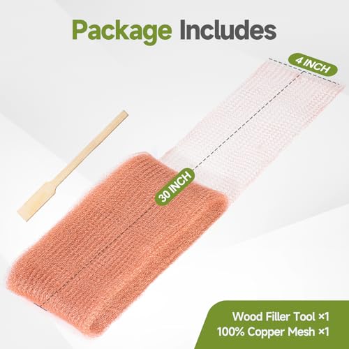 copper mesh rodent control 4in x 30ft premium copper wool ideal for hole blocking rustproof pure mesh for mice slug snail control with exclusive wood stick
