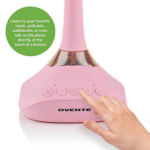 Image of OVENTE Rechargeable Lighted Tabletop Mirror with Speaker, Pink MRT06P1X5X