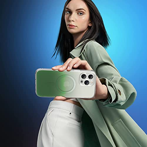 Image of eller sante Zurich MAGPRO Gradient Colored for iPhone 14 Pro Case Cover, Transparent, 6 Feet Drop Protection, Shockproof, Scratch Resistant, Slim, Compatible with MagSafe Back Cover - Green