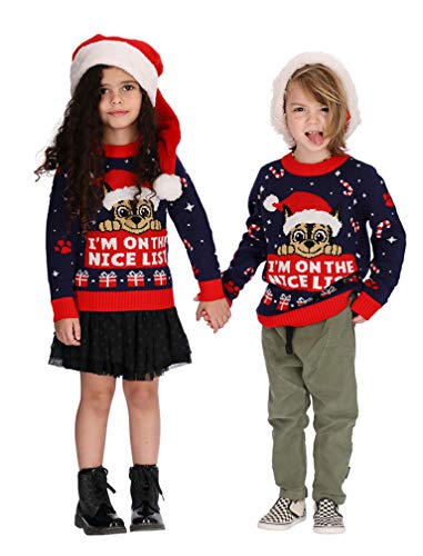 Patrulha Canina Chase Suéter I'm On The Nice lista Ugly Christmas Suéter infantil, Multicor, 3T