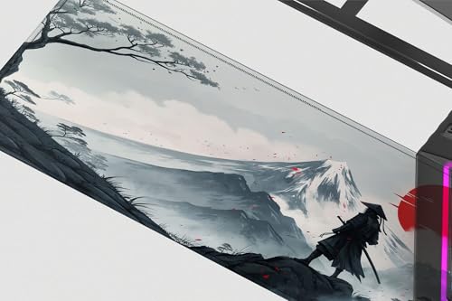 Image of Japanese Samurai Premium Desk Mat | Anti-Skid | Anti-Slip | 80 x 30 cm | Laptop Mat for Work from Home /Office /Gaming- Extended Mouse pad and Keyboard Desk mat