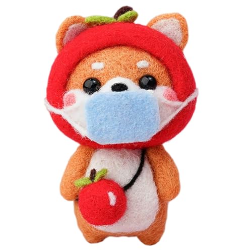 AURAFUL Needle Felting Kit, Animal Needle Felting Kit for Beginner Adult with Felting Tool and Video Instructions, Complete Start Kit for Craft DIY Needle Felting (Apple)