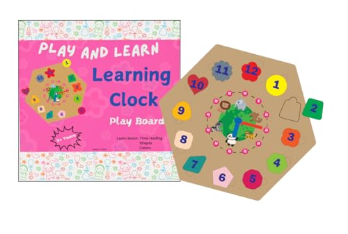 Image of Mukund's Educational Teaching Clock-Time & Shapes Sorting Toy for Kids, 12 Pieces