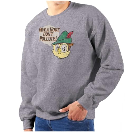 Brisco Brands Woodsy Owl Give a Hoot Cartoon Sweatshirt for Men or Women