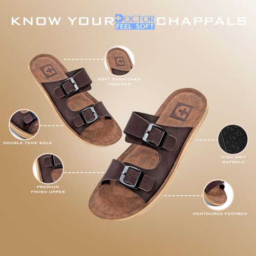 Image of Men Comfortable Double Strap Slippers with Cushioned Footbed, Adjustable Buckle Design, Lightweight Everyday Wear Slippers for Indoor Outdoor Use